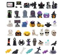 Set di 45 decorazioni per la casa delle bambole di Halloween, in miniatura, in legno, per porta dei gnomi, mini accessori per gnomi, per feste di Halloween