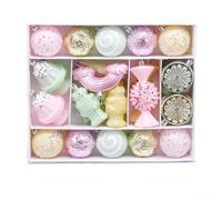 Set di 45 ornamenti colorati per albero di Natale, decorazioni per albero di Natale e ghirlande, oro, rosso, bianco e colori pastello (colore caramella)