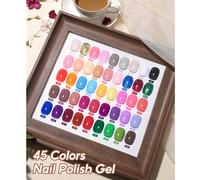 Set di 45 pezzi di smalti colorati lucidi e opachi, 7ml, serie arcobaleno di colori candy per primavera/estate, richiede lampada UV, lunga durata, glitter oro e argento, bianco, rosa, giallo, blu, ver