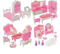 Set di 46 accessori per casa delle bambole mobili in miniatura 1:12 mini mobili in plastica per casa delle bambole piccola casa di bambole piccola casa giochi finta giocattoli per la famiglia regalo