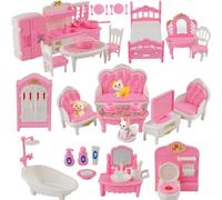 Set di 46 accessori per mobili per casa delle bambole in miniatura 1:12 mini mobili in plastica per casa delle bambole, piccola casa da gioco, giocattoli per la famiglia regalo, ragazzo ragazza
