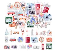 Set di 46 adesivi per scrapbooking, piccoli scrapbook adesivi, junk junk journal supplies, planner, kid fai da te, laptop, valigia (Travel)