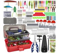 Set di 460 accessori da pesca con scatola per esca, set di esche da pesca e set di attrezzi con clip per labbra, rimuovi ganci, frecce per cucchiai, spinner, jigs, attrezzatura da pesca per bambini