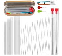 Set di 47 aghi per perline, aghi per perline, 6 misure, aghi per perline piccole, 5 misure di aghi per perline inclusi, bottiglia e cartone per la creazione di gioielli fai da te