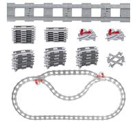 Set di 47 binari per treno, set di binari per ferrovie, compatibili con il leader di mercato, cambiare orbita, diritta, curva, binari per ferrovie, giocattoli per bambini (47 pezzi)