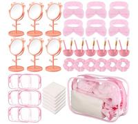 Set di 48 accessori per feste per pigiama party per ragazze per la cura della pelle e set di braccialetti per pigiama party, 6 maschere per il viso Set di ciotole per mescolare 6 specchi 6 fascia 6