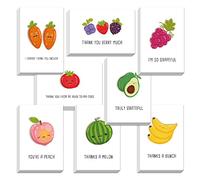 Set di 48 biglietti di ringraziamento con frutta, divertenti biglietti con buste, divertenti biglietti di auguri, in scatola, simpatici biglietti per gratitudine, riconoscimento, apprezzamento, 10,2 x