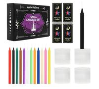 Set di 48 candele magiche con 4 portacandele in selenite su misura - candele colorate per stregoneria, rituali, meditazione, altare - Stabilità garantita, combustione sicura