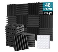 Set di 48 pannelli fonoassorbenti in schiuma, 5,1 x 30,5 x 30,5 cm, pannelli fonoassorbenti Foneso per studio sonoro, registrazione podcast, sale giochi, uffici