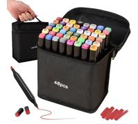 Set di 48 pennarelli per graffiti, penne ad acquerello a pigmento idrofilo, doppia punta, pennarelli a vernice ad asciugatura rapida, per disegnare, schizzi, scarabocchi, colorazioni per adulti e.