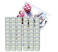 Set di 48 vasetti in vetro da 350 ml, per conserve e marmellate di frutta, con coperchi colore bianco e quaderno di ricette [lingua italiana non garantita]