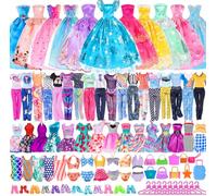 Set di 49 pezzi per bambole e accessori per bambole da 11,5 pollici include 3 abiti lunghi, 4 top, 4 pantaloni, 3 bikini, 5 abiti corti, 10 scarpe, 10 borse, 10 grucce