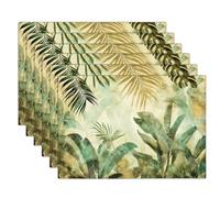 Set Di 4Pcs Tovagliette Americane Lavabili,Piante Della Foresta Pluviale Colazione Lino,Facile Pulizia,Antiscivolo,Resistenti Al Calore,Ideali Per La Tavolo Da Cucina,Arte Di Henri Matisseverde Retrò