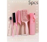 Set di 5/3 pezzi di strumenti per lo styling dei capelli, include 2 anelli per trecce francesi, taglia capelli con fodero in pelle, spazzola volumizzante per capelli, pettine a coda appuntita, pettine