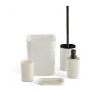 Set di 5 accessori in plastica per bagno bianco