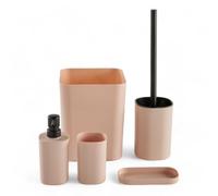 Set di 5 accessori in plastica per il bagno rosa
