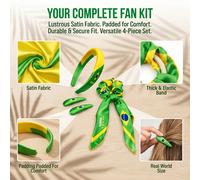 Set di 5 accessori per capelli a tema Brasile, inclusi una fascia in raso, uno scrunchie, una molletta e un foulard per capelli; ideale per i tifosi di calcio brasiliani, outfit festivi per il giorno