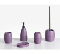 Set di 5 accessori per il bagno Dispenser per portasapone Spazzola da toilette Porta spazzolini viola