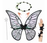 Set di 5 ali di fata per cosplay, ali di farfalla nere