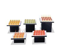 Set di 5 alzate per buffet, in acrilico, per buffet, tavoli da buffet, cupcake, dolci, brunch (nero)
