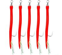 Set di 5 ami per anguilla in acciaio inox per Sabiki Rig Glow In Dark Ami da pesca ottimizzati per la pesca notturna e in condizioni di scarsa illuminazione (8/0 rosso)