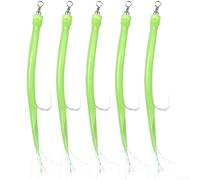 Set di 5 ami per anguilla in acciaio inox per Sabiki Rig Glow In Dark Ami da pesca ottimizzati per la pesca notturna e in condizioni di scarsa illuminazione (10/0 verde)
