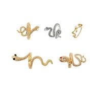 Set di 5 anelli a serpente da donna, regolabili, aperti, con occhi di cristallo, stile gotico vintage, per feste impilabili
