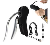 Set di 5 apribottiglie manuali per vino, apribottiglie manuali, in lega di zinco, per uomini con taglierino, ago in acciaio, versatore per vino, tappo vino