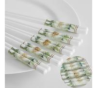 Set di 5 bacchette in ceramica in porcellana cinese, riutilizzabili, ottimo ricambio di bacchette in bambù/legno, 22,7 cm (camelia dorata)