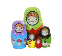 Set di 5 bambole russe multicolore in legno raffiguranti una ragazza bionda e un gelato, adorabili bambole russe in legno colorate, giocattolo impilabile per bambini compleanno decorazione per la casa