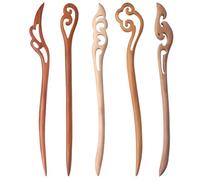 Set di 5 bastoncini per capelli, bacchette per capelli cinesi, bastoncini per capelli in legno, bacchette per capelli fatti a mano, bastoncini per capelli, forcine intagliate, stile cinese, per