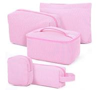 Set di 5 borse per il trucco da donna, graziosa borsa cosmetica in cotone, borsa per la cultura da viaggio, bella piccola borsa per il trucco, estetica per la cura della pelle