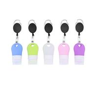 Set di 5 bottiglie da viaggio in silicone, bottiglia ricaricabile portatile con moschettone retrattile Contenitori da viaggio vuoti a prova di perdite per sapone liquido per le mani, 38 ml