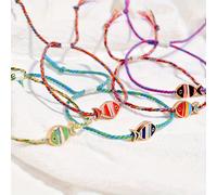 Set di 5 braccialetti intrecciati a in stile bohémien, un braccialetto a forma di pesce e che si connette alla , misura regolabile, come piccolo regalo per famiglia e