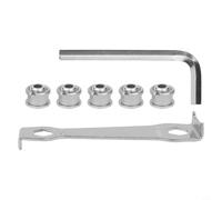 Set di 5 bulloni per corona della bicicletta, 4 9 mm, viti singole per ruota della catena con chiave di montaggio, per riparazione corona bicicletta (argento)