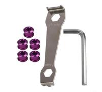 Set di 5 bulloni per corona della bicicletta, 4 9 mm, viti singole per ruota della catena con chiave di montaggio, per riparazione corona della bicicletta (viola)