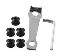 Set di 5 bulloni per corona della bicicletta, 4 viti da 9 mm di diametro, con chiave di montaggio per l'installazione della catena della bicicletta (nero)