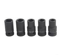 Set di 5 bussole quadrate per rubinetto, attacco da 1/2 pollice, M16-M24, per chiave a cricchetto, acciaio al cromo vanadio con finitura nera per accesso limitato