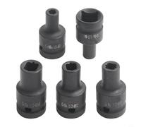 Set di 5 bussole quadrate per rubinetto, driver da 1/2 pollici, 6-14 mm, per chiave a cricchetto elettrica, filettatura M6-M24, nero, per acciaio CR-V