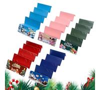 Set di 5 buste in argento di Natale rosse - Portafoglio in carta decorativa con 10 scomparti | Buste regalo di Natale per contanti, biglietti di auguri e sorprese festive, idee regalo