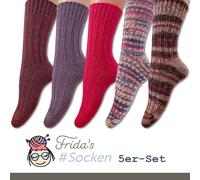 Set Di 5 Calze Di Frida #Rosa-Lilla Taglia 36-40 | 5 Paia Di Calze In Lana