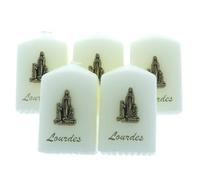 Set di 5 candele religiose di Lourdes 7 cm, candela devozionale - Culto cristiano in cera vegetale