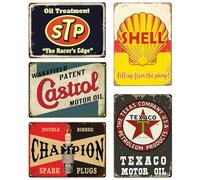 Set di 5 cartelli decorativi in metallo, 20 x 30 cm, in stile retrò, in metallo, per officina, decorazione bar