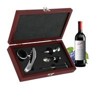 Set di 5 cavatappi, apribottiglie manuale in acciaio inox, apribottiglie con classica custodia in legno per bottiglie di vino, apribottiglie per matrimonio, Natale, papà, festa del papà