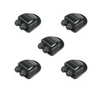 Set di 5 cavi doppi a pannello solare con 2 fori, scatola di giunzione, presa di collegamento, connettore per camper, barca, yacht, ponte, camper, furgone, rotondo, nero