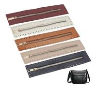 Set di 5 cerniere in pelle PU, 27 cm, per borse fai da te, antiruggine, in 5 colori (nero, marrone, beige, bordeaux, oro), cerniere fatte a mano con chiusura lampo, per cucito e progetti di bricolage