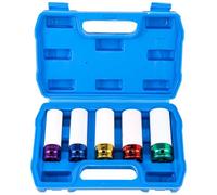 Set di 5 chiavi a bussola da 1/2", dadi da 15 mm, 17 mm, 19 mm, 21 mm, 22 mm, per avvitatore a percussione (15-22 mm)