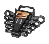 Set di 5 chiavi a cricchetto a doppia estremità con interruttore di retromarcia, misure metriche da 6 mm a 21 mm, per manutenzione auto, utensili portatili in acciaio compatto