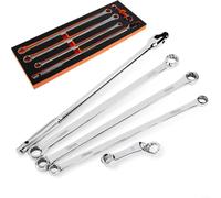 Set di 5 chiavi metriche extra lunghe a doppia testa svasata in acciaio al cromo vanadio da 13-21 mm, con organizer per attrezzi, per garage, officina e riparazioni pesanti