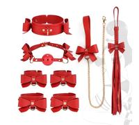 Set di 5 cinghie in pelle rossa per yoga, combinazione di restrizioni per mani e piedi, dal design raffinato